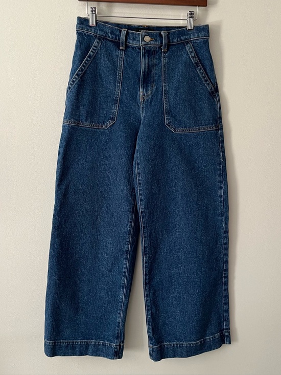 Denim - Banana Republic Dark Denim Wide Leg High Rise Patch Pocket Jeans 28 tag 30 x 29